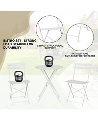 gaomon White 3-Piece Patio Bistro Set, Outdoor Folding Table & Chairs, Weather Resistant, Space Saving for Backyard & Balcony