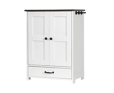 Casainc Storage Cabinet with Pet Feeding Station Hidden Dog Bowls and Adjustable Panel