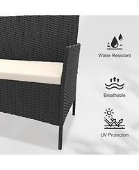 Gaomon 4 Piece Brown/Black Weather-Resistant Rattan Patio Furniture Set, Deck Chairs & Wicker Combo for Garden & Lawn