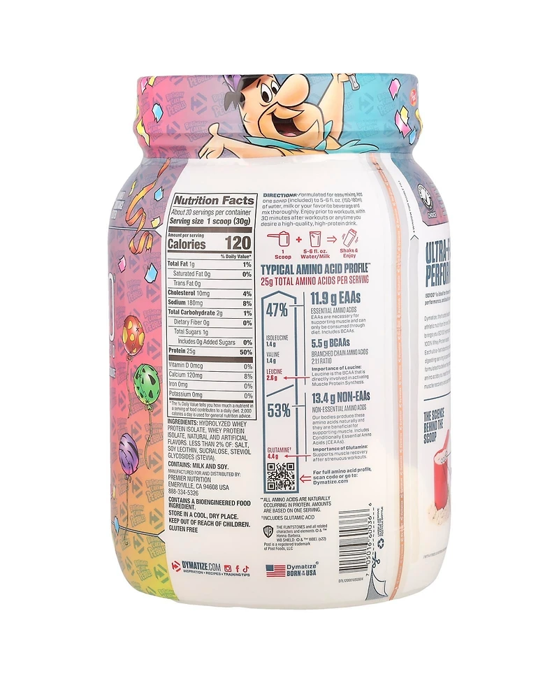 Dymatize ISO100 Hydrolyzed 100% Whey Protein Isolate Pebbles Birthday Cake