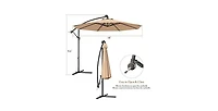 10 Feet Offset Hanging Umbrella with Base and Infinite Tilt