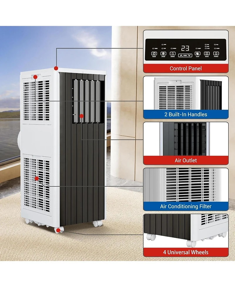 gaomon 8,000 Btu Portable Ac - New Model, Compact, Lightweight, Easy to Move with Wheels, Quiet Operation, Includes Window Venting Kit