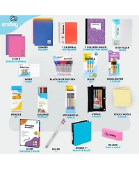 105-Piece School Supplies Kit for High School & College – Binders, Notebooks, Folders, Pens, Pencils, Sticky Notes, Dividers, Ruler, Erasers & More