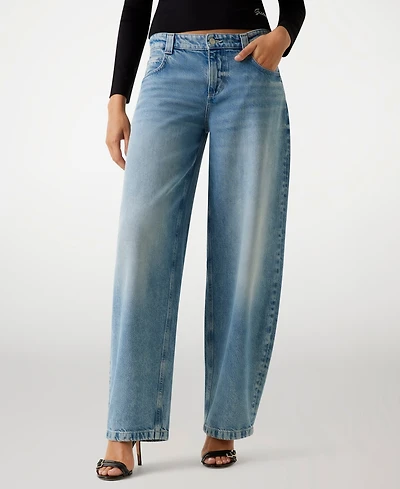 Guess Women's Baggy Balloon Barrel Mid Rise Jeans