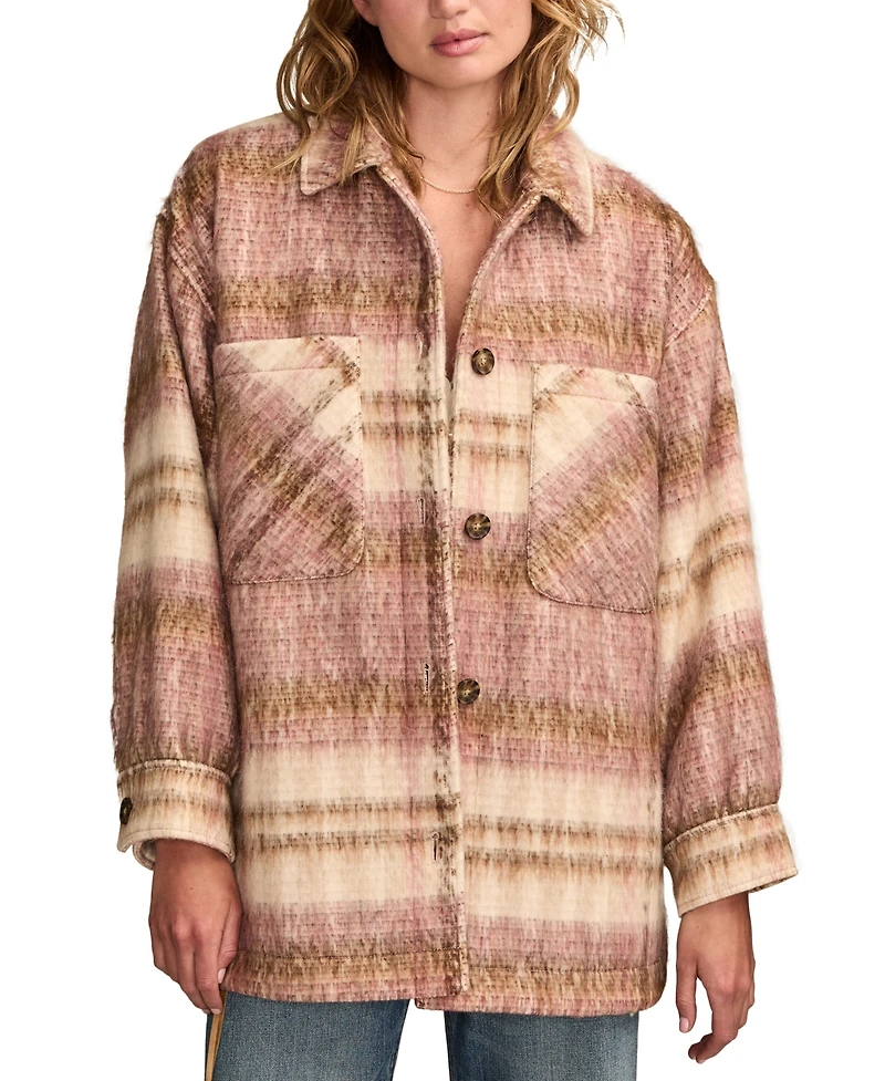 Lucky Brand Women's Oversized Plaid Shirt Jacket