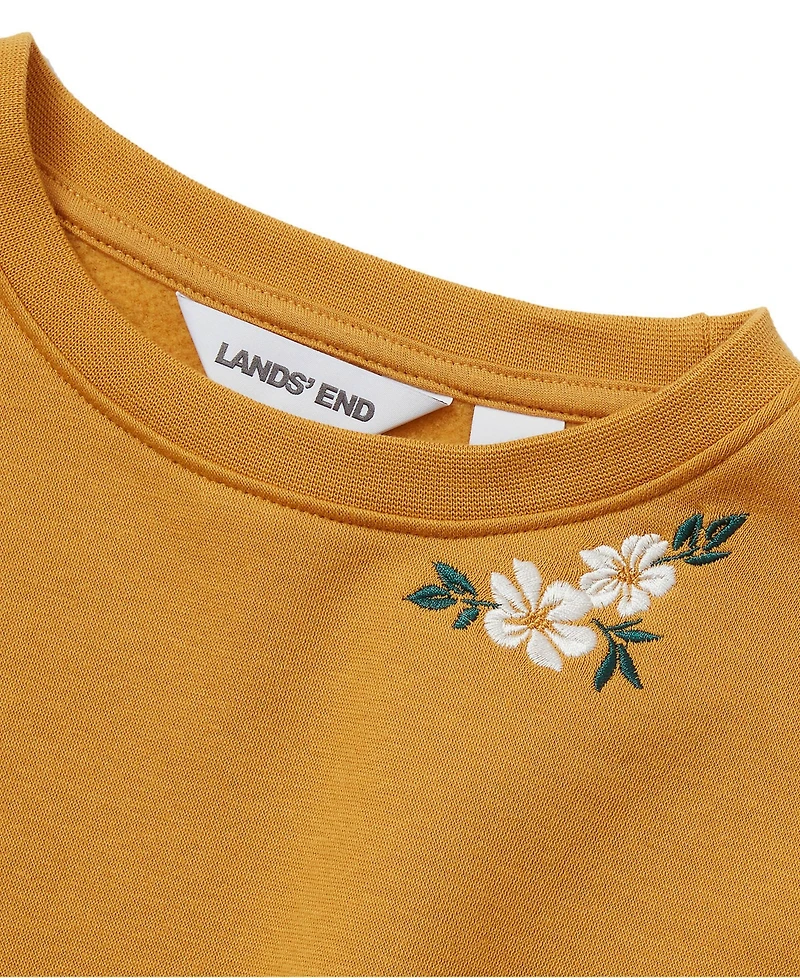 Lands' End Girls Crew Neck Embroidered Sweatshirt