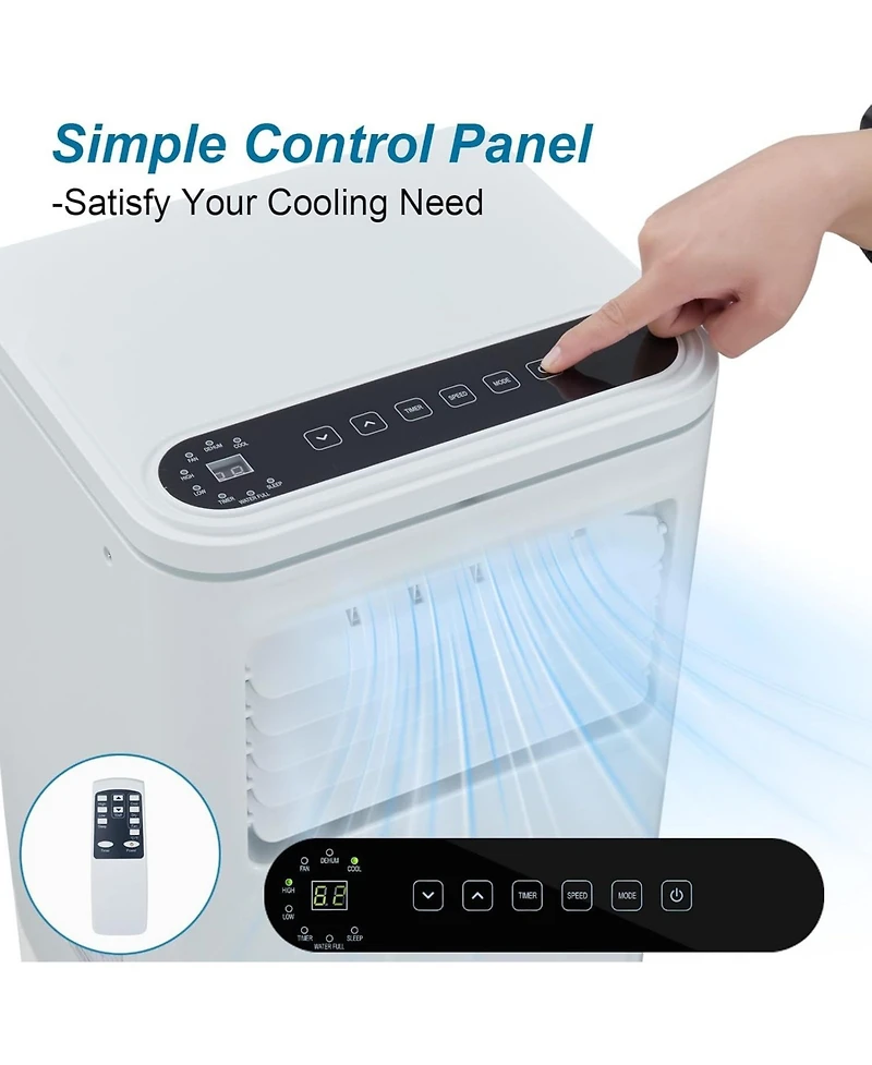 Gaomon 10,000 Btu Portable Air Conditioner - Quiet Cooling, Fan & Remote, Timer, Easy Installation, White, Cools up to 450 Sq. Ft