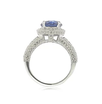 Suzy Levian Sterling Silver Sapphire & Created White Round-Cut Ring