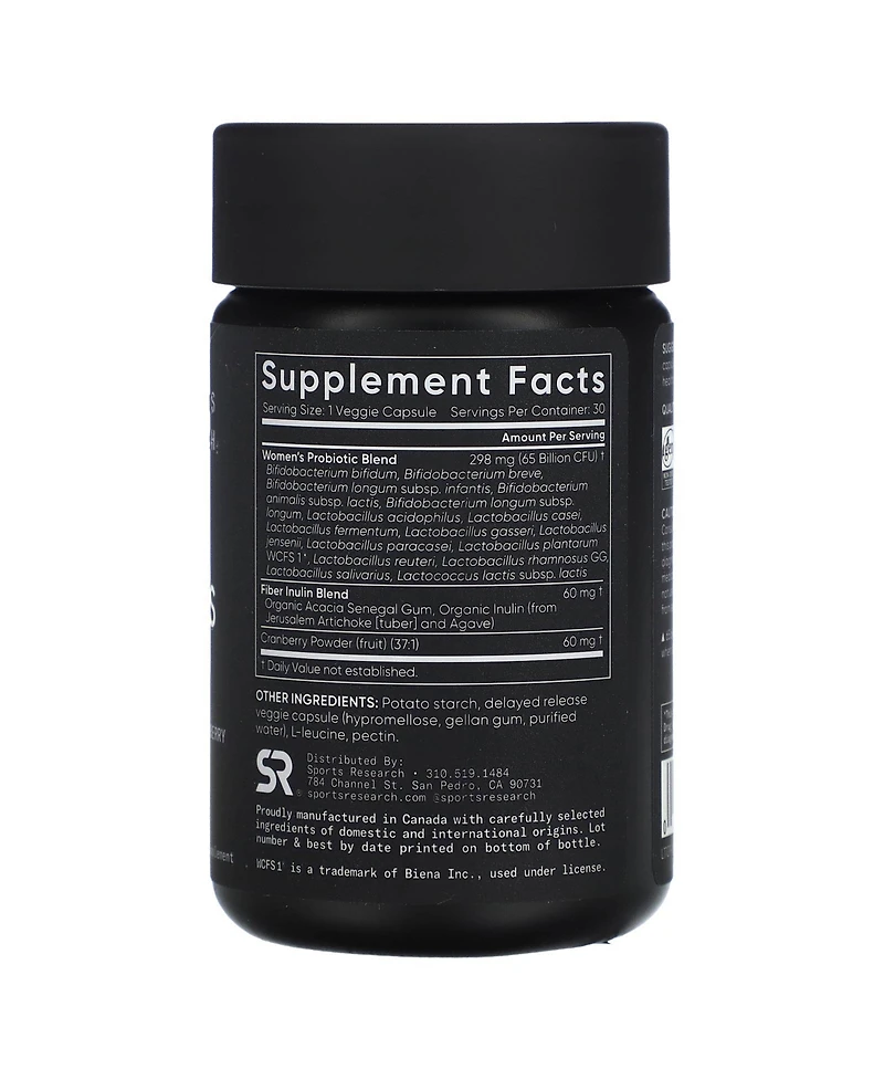 Sports Research Women's Probiotics Cranberry 65 Billion Cfu