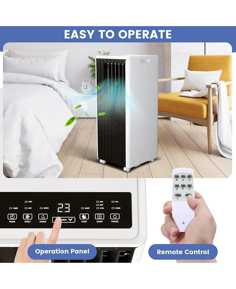 gaomon 8000 Btu Portable Air Conditioner - 3-in-1 Unit with Dehumidifier & Fan Cools 350 Sq.Ft (Includes Vent Kit for Bedroom/Rv/Apartment)