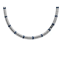 Diesel Men's Silver and Blue Hematite Beaded Necklace