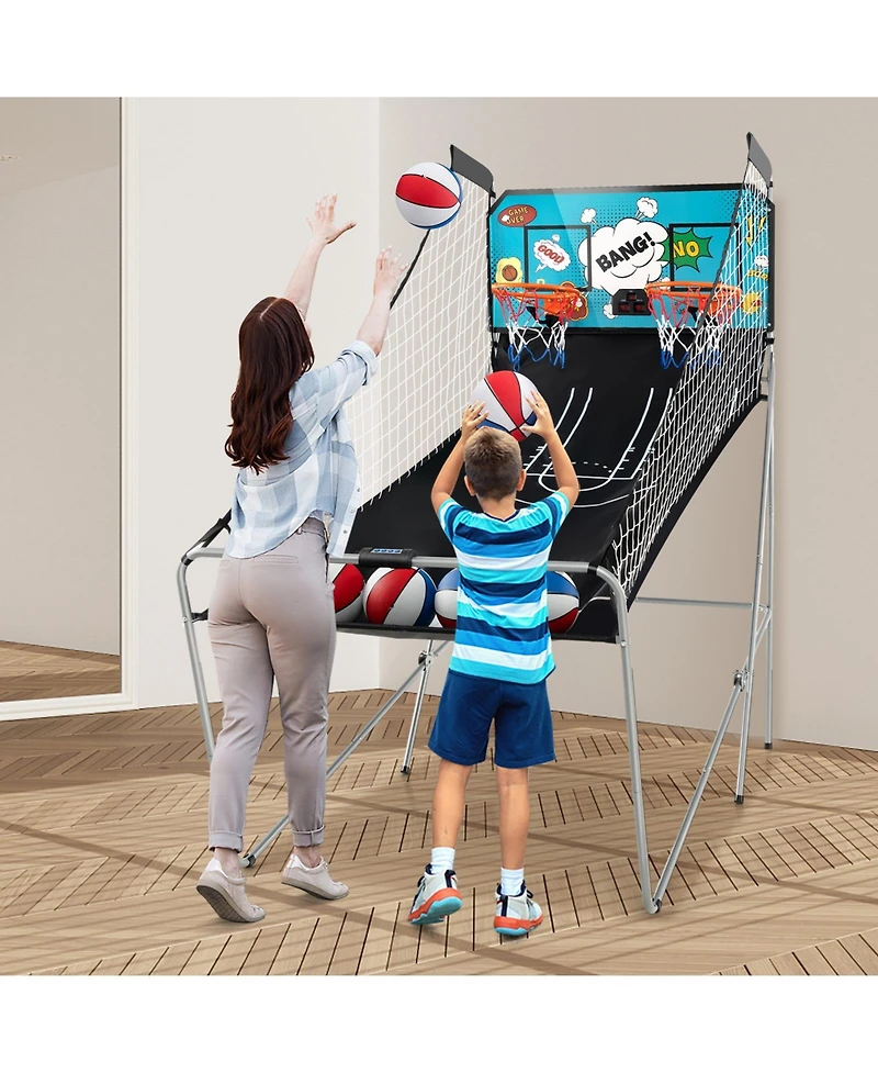 Dual Shot Basketball Arcade Game with 8 Game Modes and 4 Balls