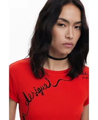 Desigual Women's T-shirt with embroidered phrase