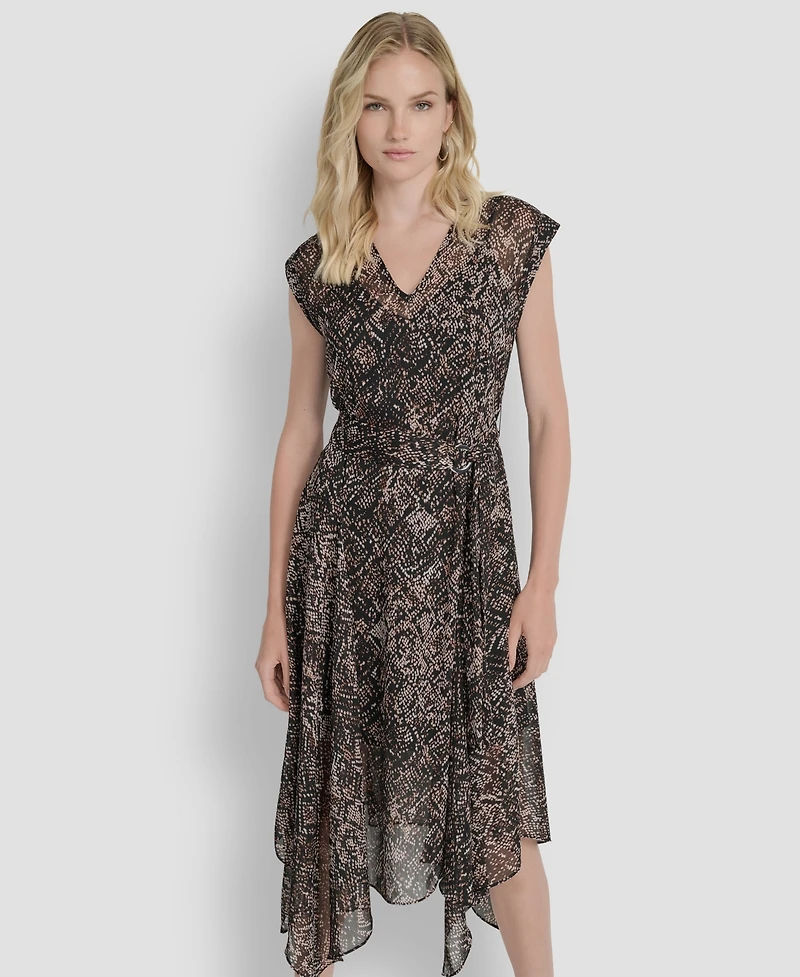 Dkny Women's Sleeveless V-Neck Fit & Flare Dress