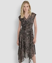 Dkny Women's Sleeveless V-Neck Fit & Flare Dress