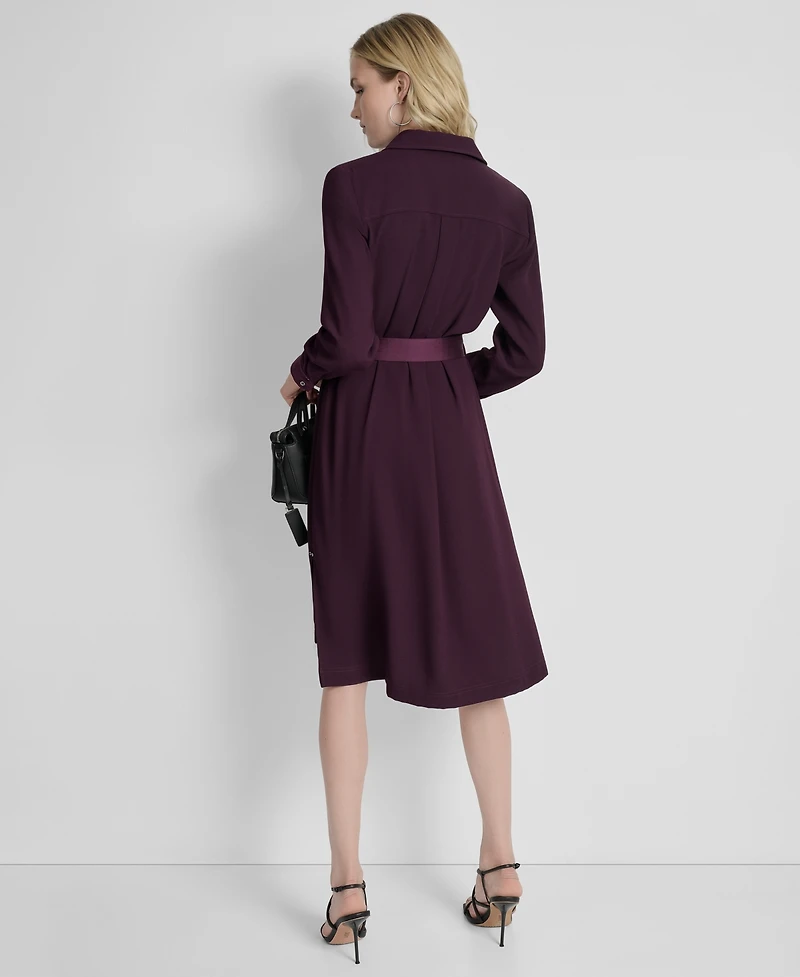 Dkny Women's Long Sleeve Collared Shirt Dress