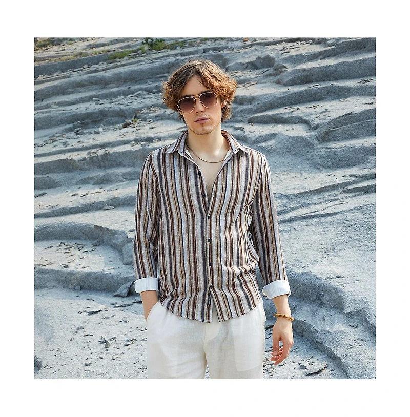 Campus Sutra Men's Multitrack-Striped Shirt