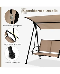 Gymax 2-Person Patio Swing Seat Bench Canopy Loveseat Outdoor