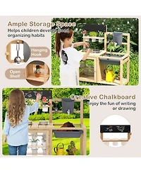 Mud Kitchen Playset with Sink and Plants Observation Room