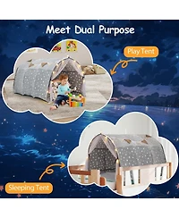 Kids Dream Bed Tent Twin Bunk Bed with Glow in the Dark Stars and Lights