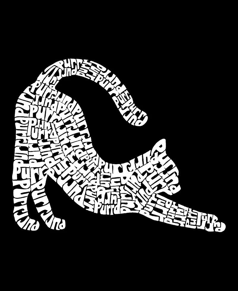 La Pop Art Plus Stretching Cat Word V-Neck T-Shirt