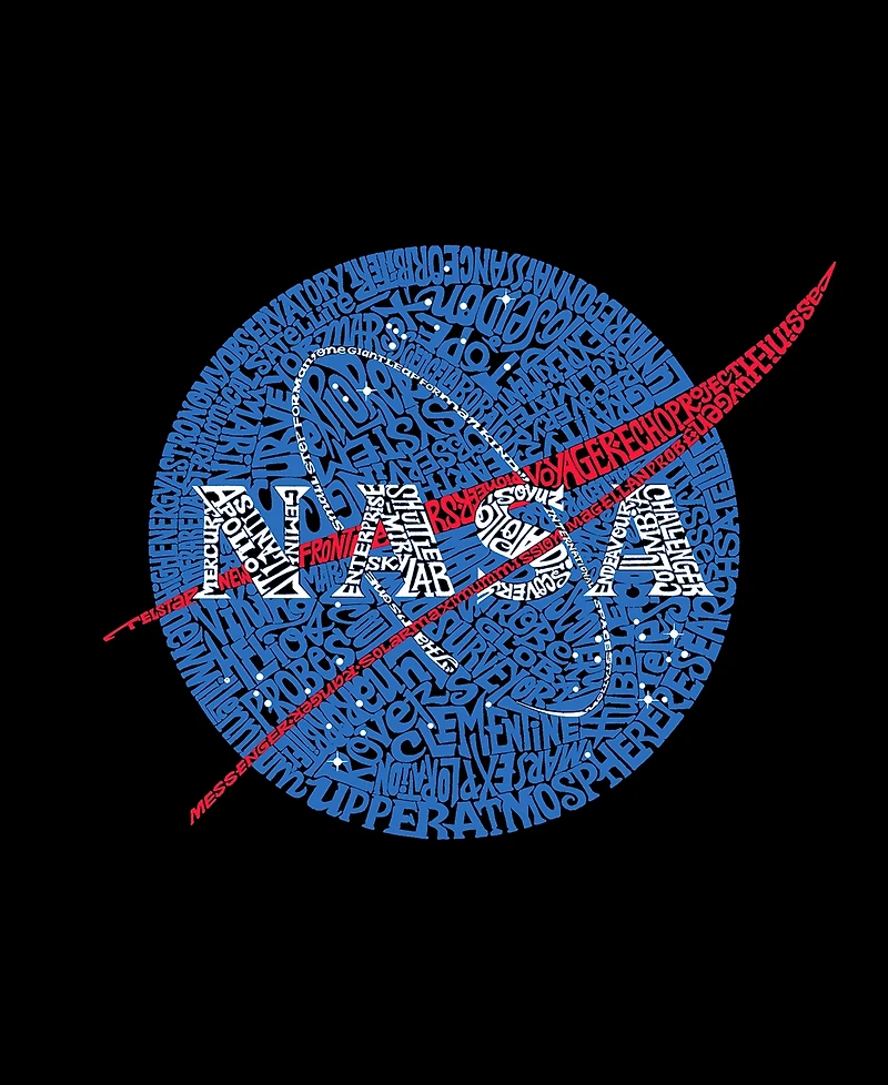 La Pop Art Plus Nasa's Most Notable Missions Word V-Neck T-Shirt