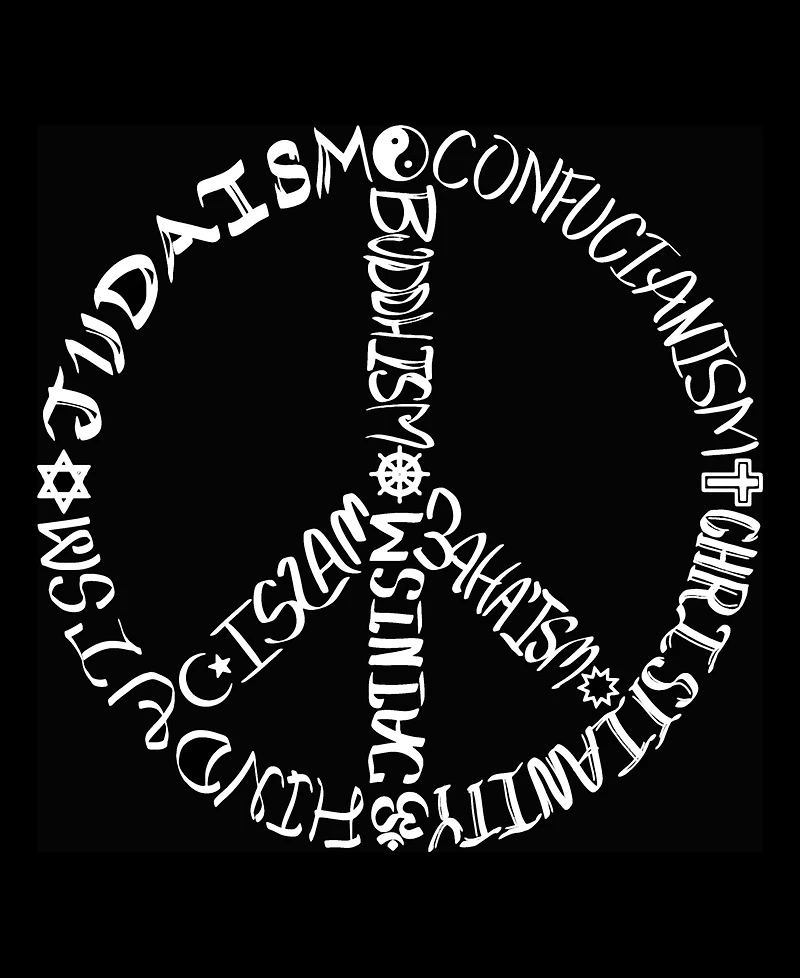 La Pop Art Plus Different Faiths peace sign Word V-Neck T-Shirt