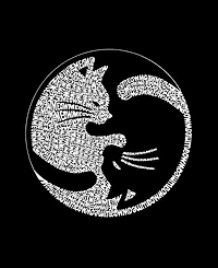 La Pop Art Plus Yin Yang Cat Word V-Neck T-Shirt