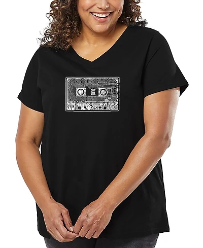 La Pop Art Plus The 80's Word V-Neck T-Shirt