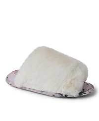 Dearfoams Women's Louise Fuzzy Cross Band Slide Slipper with Eyemask Gift Set