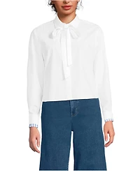Lands' End Women's Carefree Cotton Shirt with Removable Bow