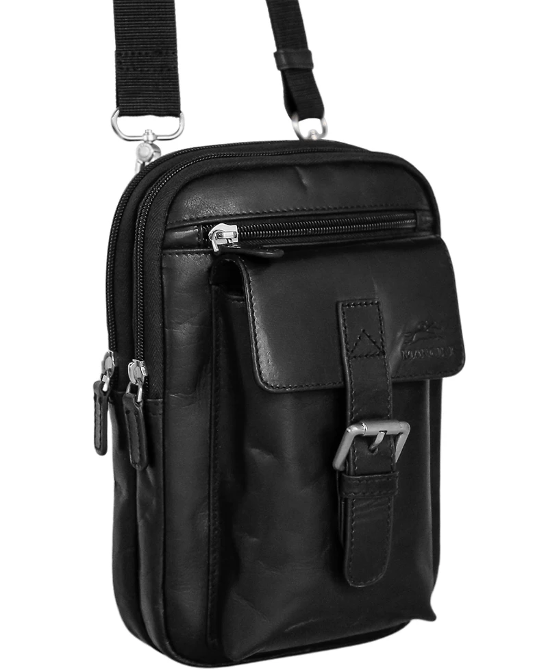 Mancini Men's Leather Crossbody Organizer Bag
