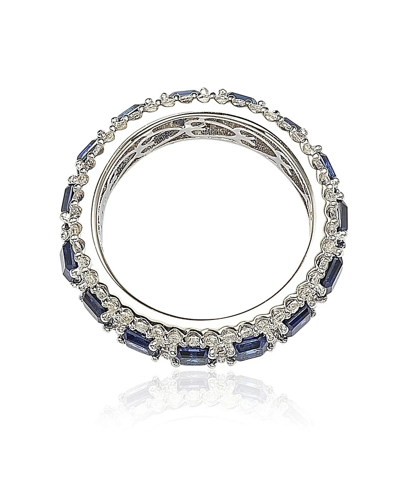 Suzy Levian New York Sterling Silver Sapphire & Created White Modern Eternity B&