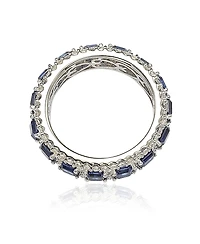 Suzy Levian New York Sterling Silver Sapphire & Created White Modern Eternity B&