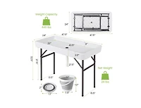 4 Feet Plastic Party Ice Folding Table with Matching Skirt and Ice Bucket