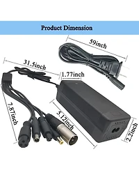 Urbanmax 48V Electric Bike Charger, 54.6V 2A Fast Charger with 5 Plugs for Ebike, Scooter