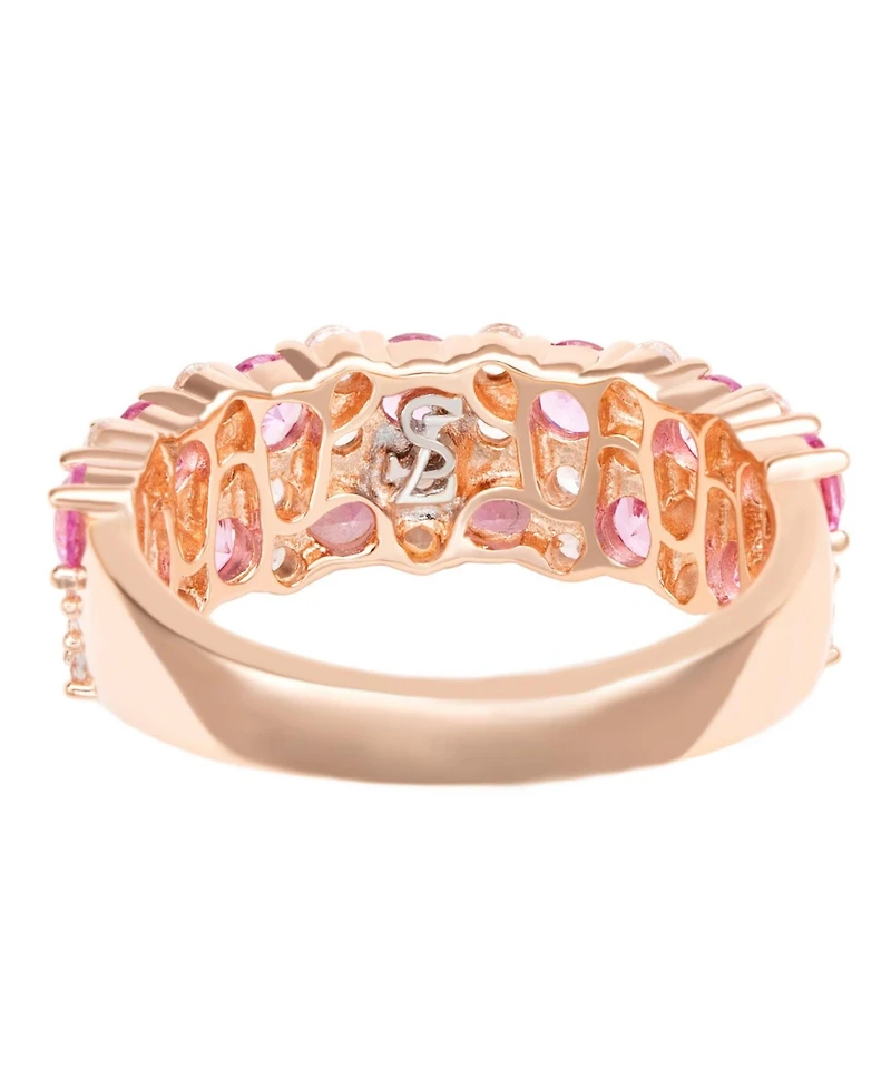 Suzy Levian Sterling Silver Sapphire & Created White Double Row Band