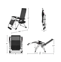 Yaheetech 2pcs 26in Zero Gravity Recliner with foam-padded Mattress for Autumn and Winter Gray with Headrest Cupholder/ Footrest Gray