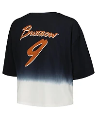 Majestic Women's Joe Burrow Black/White Cincinnati Bengals Dip-Dye Player Name Number Crop Top