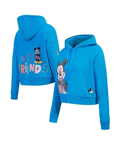 Freeze Max Women's Blue Mickey Friends Best Cropped Pullover Hoodie
