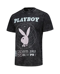 Lids Men's  Black Playboy Distressed Oversized Rabbit T-Shirt