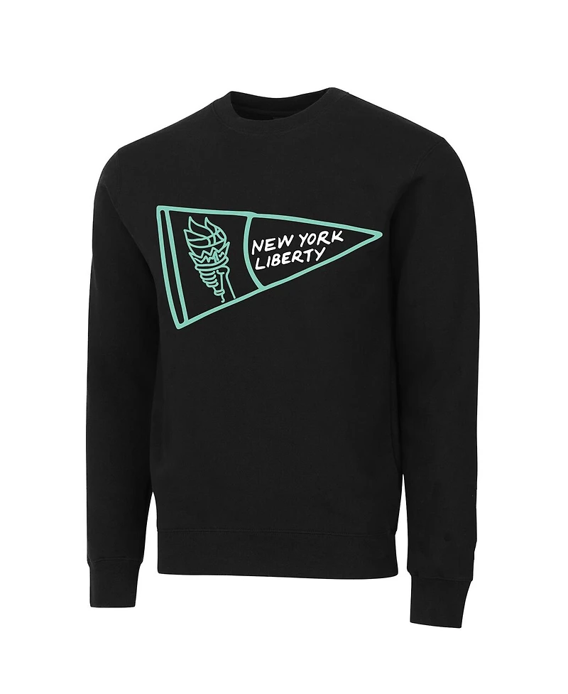 Round21 Men's and Women's Black New York Liberty Pennant Crewneck Pullover Sweatshirt