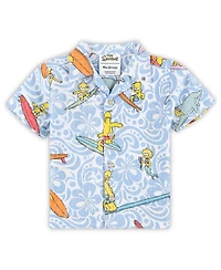 Reyn Spooner Baby Boys and Girls Light Blue The Simpsons Cowabunga Cabana Set