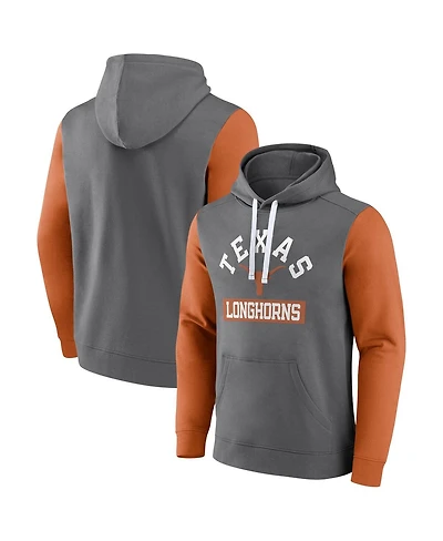 Fanatics Men's Gray Texas Longhorns Extra Point Color-Block Pullover Hoodie