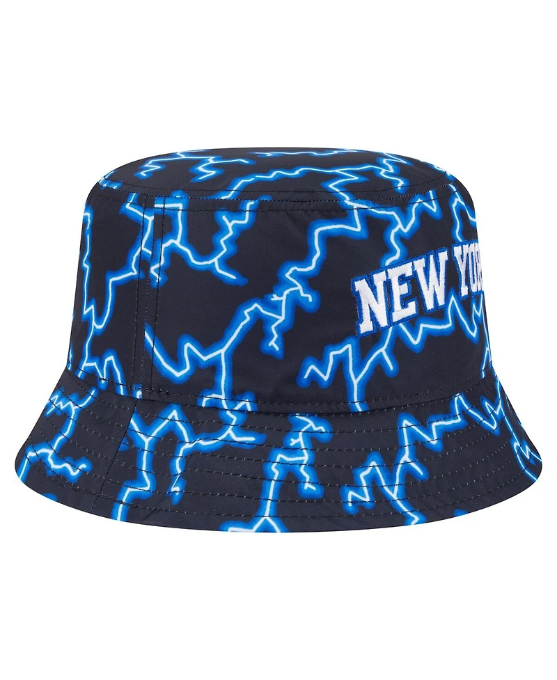 New Era Men's Black/Light Blue York Knicks Summer Sun and Storm Reversible Bucket Hat