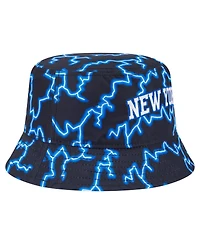 New Era Men's Black/Light Blue York Knicks Summer Sun and Storm Reversible Bucket Hat