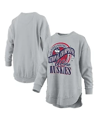 Pressbox Women's Gray UConn Huskies 2025 Wbb National Champions Melange Poncho Pullover Sweatshirt
