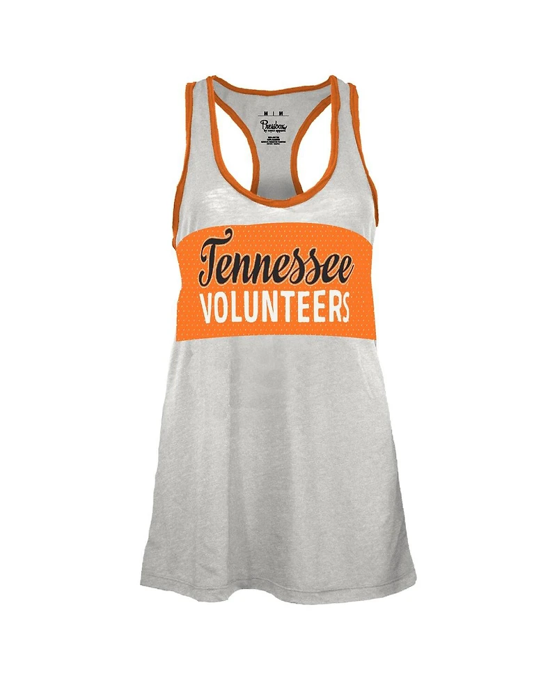 Pressbox Women's White/Tennessee Orange Tennessee Volunteers Tracy Racerback Burnout Tank Top
