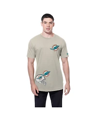 New Era Men's Light Beige Miami Dolphins Multi Patch T-Shirt