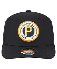 New Era Men's Black Pittsburgh Pirates Circle Patch 9SEVENTY Stretch snap Hat